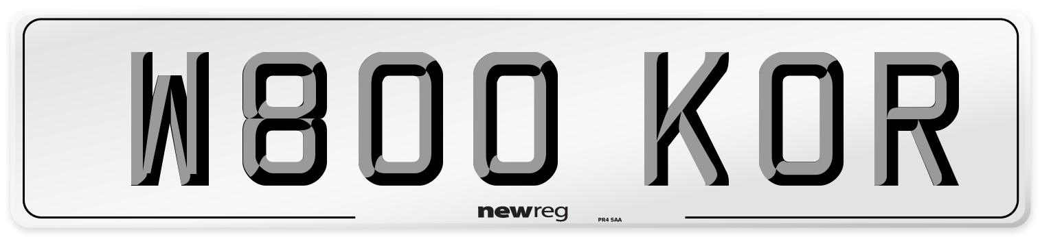 W800 KOR Number Plate from New Reg